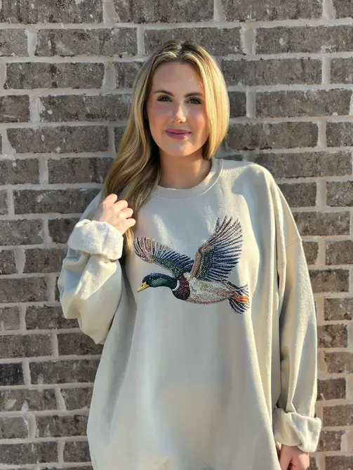 FAUX RHINESTONE DUCK SWEATSHIRT