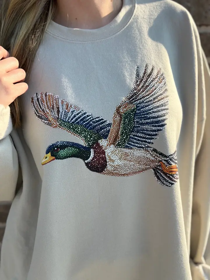 FAUX RHINESTONE DUCK SWEATSHIRT